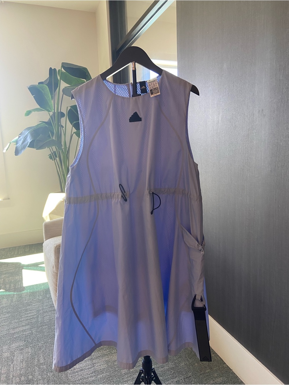 adidas Light Lavender Sleeveless Drawstring Waist Dress